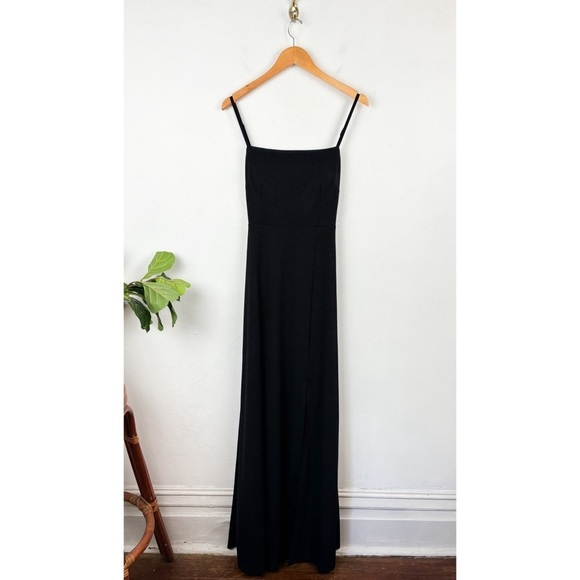 Birdy Grey Black Square Neck Black-Tie Formal Bridesmaid Dress Sz M - Picture 1 of 7
